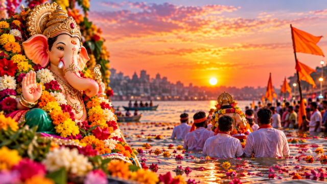गणेश विसर्जन 2026 शुभ मुहूर्त गणेश विसर्जन 2026: नदी में गणपति बप्पा की विदाई और शुभ मुहूर्त कॉपी