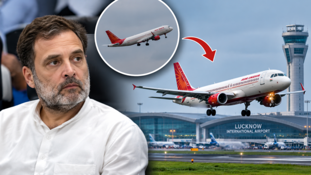 Rahul Gandhi Flight Go-Around at Lucknow Airport लखनऊ एयरपोर्ट पर राहुल गांधी को लेकर पहुंची Air India फ्लाइट ने Go-Around के बाद सुरक्षित लैंडिंग की
