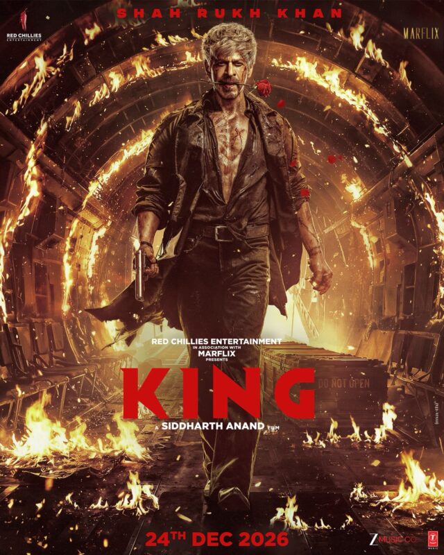 Shah Rukh Khan in new King movie poster with rose Shah Rukh Khan in new King movie poster with rose